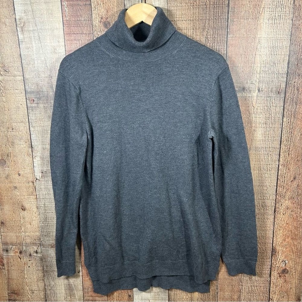 Gap Merino Wool Turtleneck Medium Tall Minimalist Classic Sweater Charcoal Gray